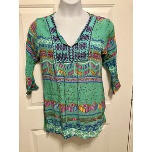 Advance Apparels Embroidered Top Size L Large Beach Boho Swim Cover‎ Up Dress